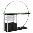 Pemberly Row Circular LED Wood Home Bar with Wine Storage Dark Charcoal