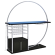 Pemberly Row Circular LED Wood Home Bar with Wine Storage Dark Charcoal