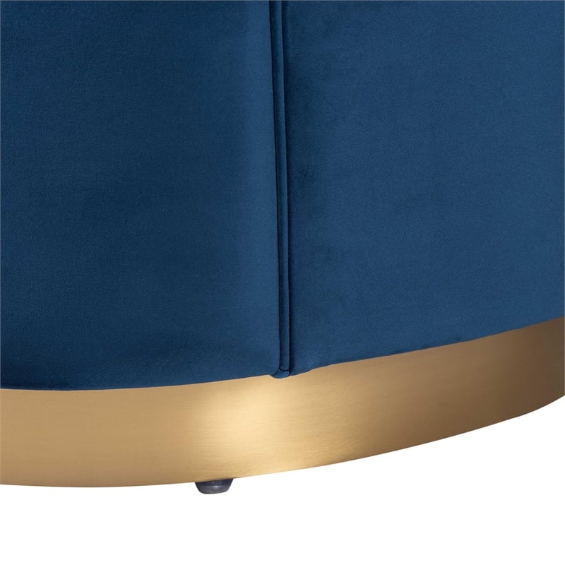 Pemberley Row Velvet Navy Blue Sofa Rectangular Button-Tufted 89