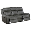 Pemberly Row Faux Leather Upholstered Motion Reclining Sofa Gray