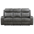 Pemberly Row Faux Leather Upholstered Motion Reclining Sofa Gray
