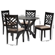 Pemberly Row Sand Fabric and Walnut Brown Wood 5-Piece Dining Set