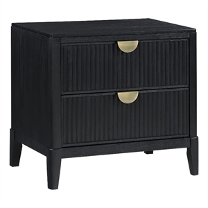 Pemberly Row Transitional 2-drawer Wood Nightstand Bedside Table Black