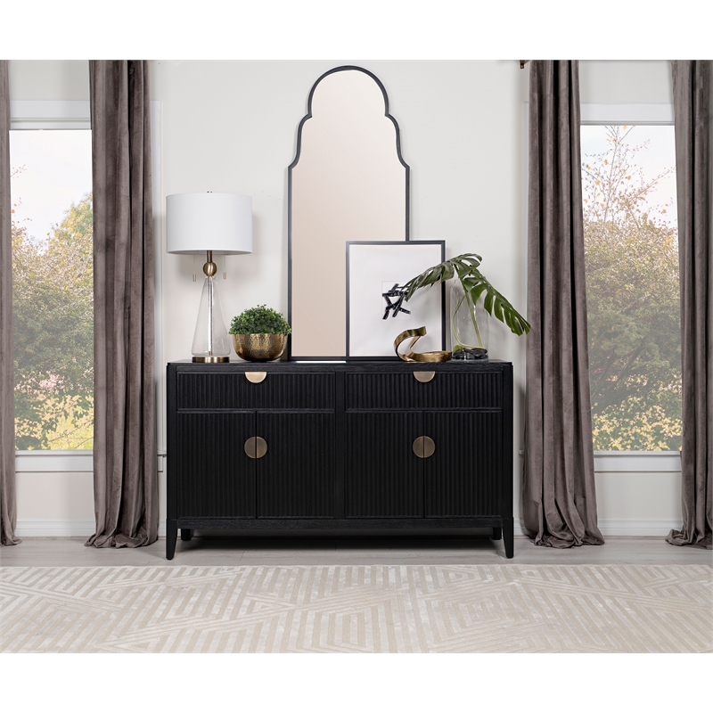 Pemberly Row 2-drawer Wood Sideboard Buffet with Storage Cabinet Black
