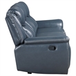 Pemberly Row Faux Leather Motion Reclining Sofa with Drop Down Table Blue