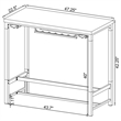 Pemberly Row Wood Pub Height Bar Table with Wine Storage White High Gloss
