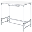 Pemberly Row Wood Pub Height Bar Table with Wine Storage White High Gloss