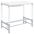 Pemberly Row Wood Pub Height Bar Table with Wine Storage White High Gloss