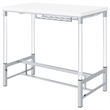 Pemberly Row Wood Pub Height Bar Table with Wine Storage White High Gloss