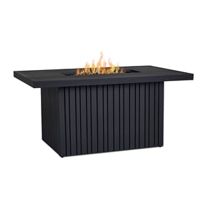Pemberly Row 52&quot Rectangle Aluminum Propane Fire Pit Table in Black Coral