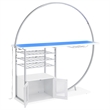 Pemberly Row Circular LED Wood Home Bar with Wine Storage White High Gloss