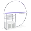 Pemberly Row Circular LED Wood Home Bar with Wine Storage White High Gloss