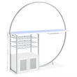 Pemberly Row Circular LED Wood Home Bar with Wine Storage White High Gloss
