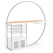 Pemberly Row Circular LED Wood Home Bar with Wine Storage White High Gloss