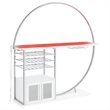 Pemberly Row Circular LED Wood Home Bar with Wine Storage White High Gloss