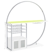 Pemberly Row Circular LED Wood Home Bar with Wine Storage White High Gloss