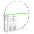 Pemberly Row Circular LED Wood Home Bar with Wine Storage White High Gloss