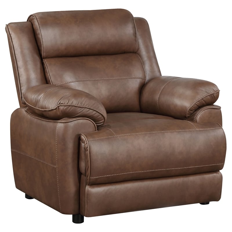 Pemberly Row 3-piece Faux Leather Upholstered Sofa Set Dark Brown