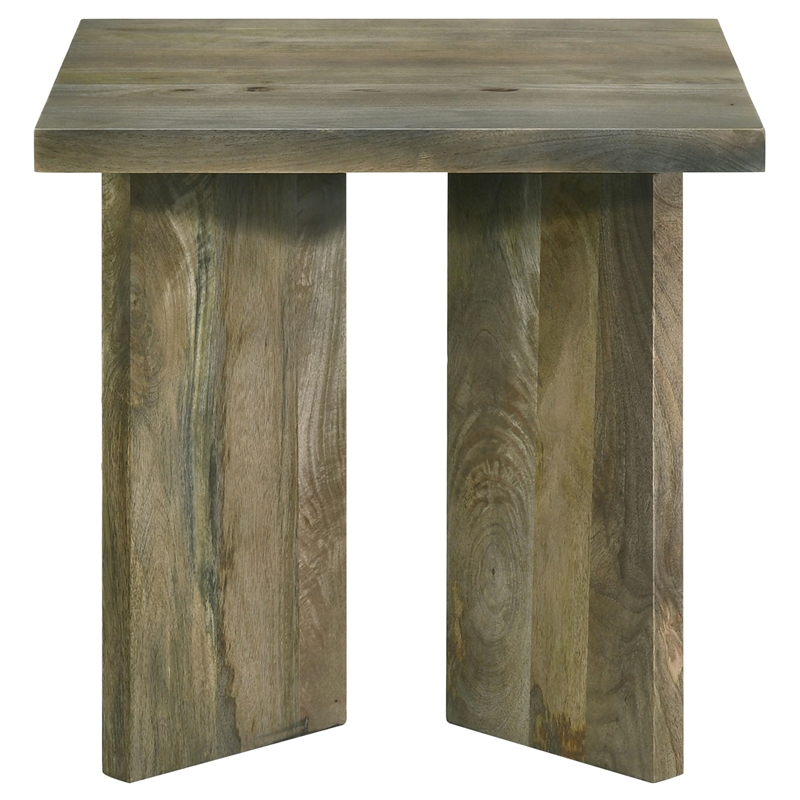 Pemberly Row Farmhouse Rectangular Solid Wood End Table Mango Brown