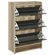 Pemberly Row 3-tier Wood Shoe Storage Cabinet Antique Pine and Gray
