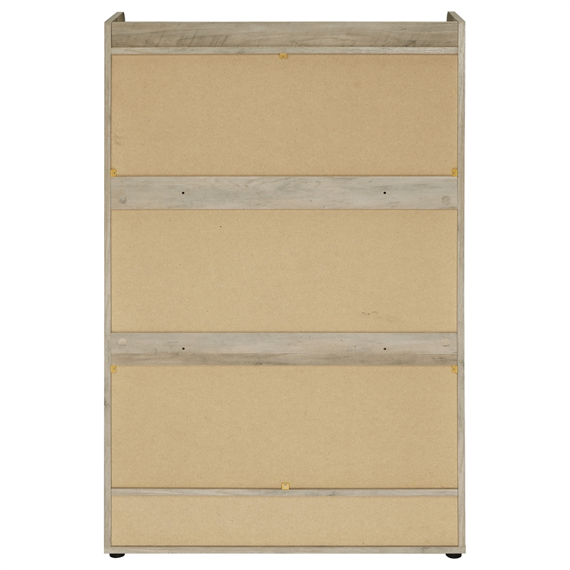 Pemberly Row 3-tier Wood Shoe Storage Cabinet Antique Pine and Gray
