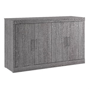 Pemberly Row 75&quot Engineered Wood Queen Cabinet Bed with Mattress in Bark Gray