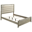 Pemberly Row Wood California King Bed with Upholstered Headboard Rustic Beige