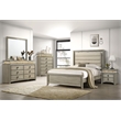 Pemberly Row Wood California King Bed with Upholstered Headboard Rustic Beige