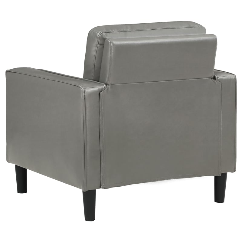 Pemberly Row Faux Leather Upholstered Track Arm Faux Leather Accent Chair Gray