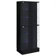 Pemberly Row Wood Display Case Curio Cabinet with LED Lighting Black High Gloss