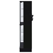 Pemberly Row Wood Display Case Curio Cabinet with LED Lighting Black High Gloss