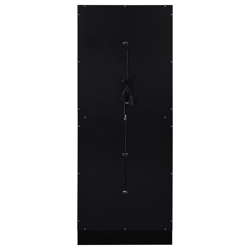 Pemberly Row Wood Display Case Curio Cabinet with LED Lighting Black High Gloss