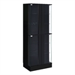 Pemberly Row Wood Display Case Curio Cabinet with LED Lighting Black High Gloss