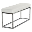 Pemberly Row Modern Tufted Metal Bench in White Faux Leather