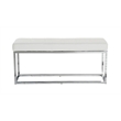 Pemberly Row Modern Tufted Metal Bench in White Faux Leather