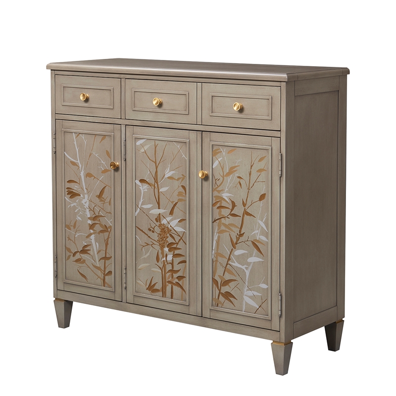 Pemberly Row Handpainted Entryway Storage Cabinet Grey Cashmere