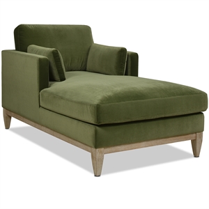 Pemberly Row 65&quot Farmhouse Chaise Lounge Chair Olive Green Performance Velvet