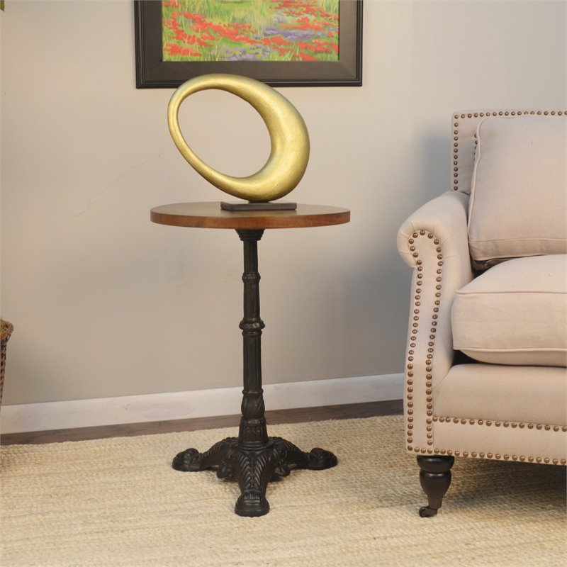 Pemberly Row Contemporary Accent Table in Chestnut and Black