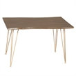 Pemberly Row Contemporary Live Edge Dining Table in Elm and Gold