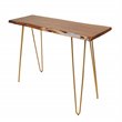 Pemberly Row Contemporary Live Edge Console Table in Elm and Gold