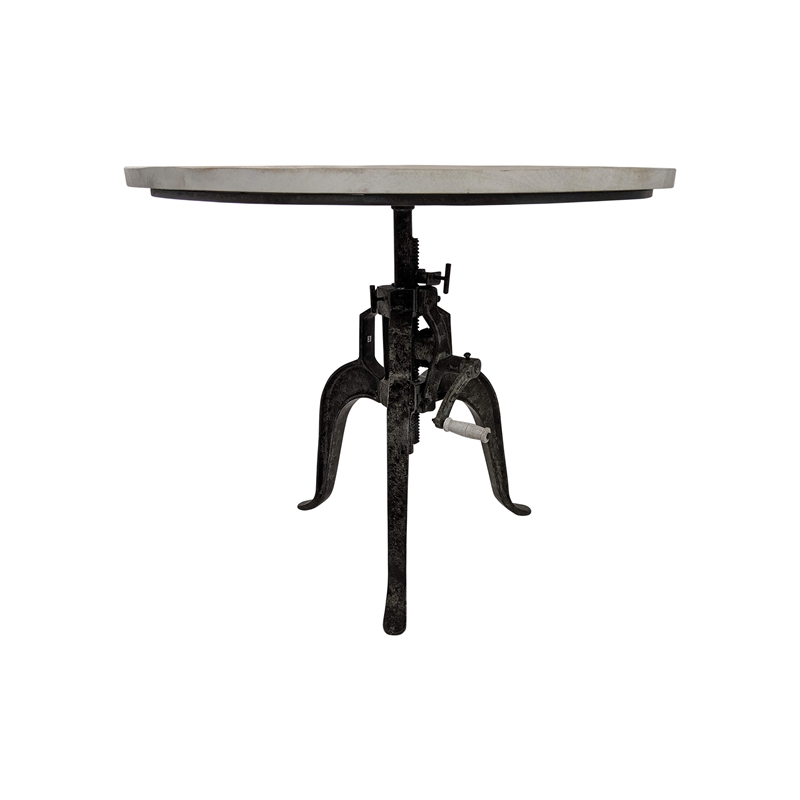Pemberly Row Contemporary Adjustable Crank Table in Natural Driftwood/Aged Iron
