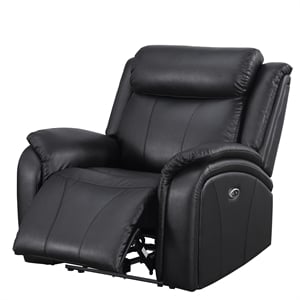 Pemberly Row Leather Recliner Arm Chair Power Reclining Sofa Chair in Black