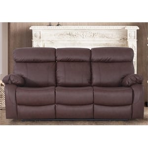 Pemberly Row Power Recliner Sofa Leather 3 Seater Theater Couch in Brown