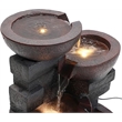 Pemberly Row Pots Glass Water Fountain with Led Light in Gray