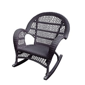 Pemberly Row Modern / Contemporary Rocker Wicker Chair in Espresso