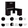 Pemberly Row L Shaped Desk with Hutch in Espresso Oak - Engineered Wood