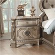 Pemberly Row 1 Drawer Wooden Marble Top Nightstand in Antique Silver