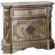 Pemberly Row 1 Drawer Wooden Marble Top Nightstand in Antique Silver