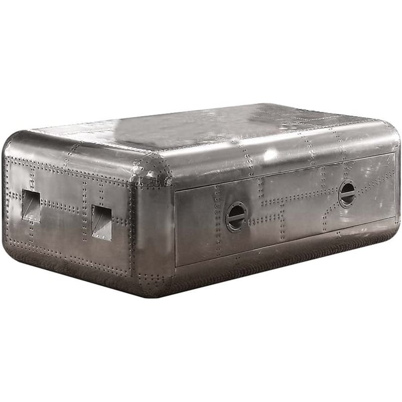 Pemberly Row Modern / Contemporary Square Coffee Table in Aluminum