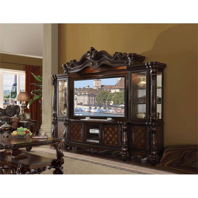 Pemberly Row Modern Wooden Entertainment Center in Cherry Oak